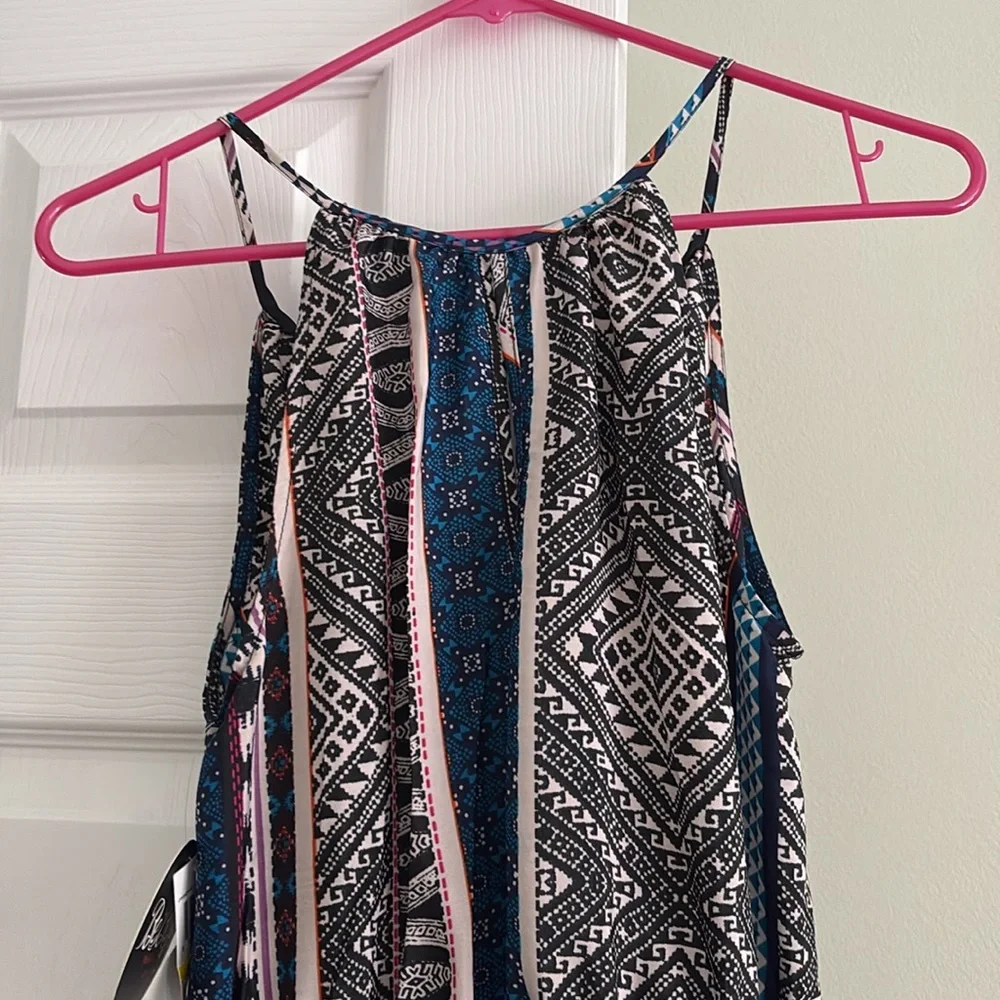 Bebop Blue sleeveless halter sundress for casual wear, Juniors M - Picture 4 of 6
